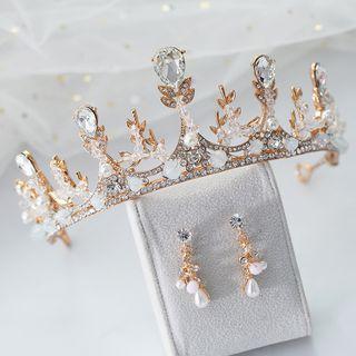 Wedding Embellished Tiara / Dangle Earring / Necklace / Set