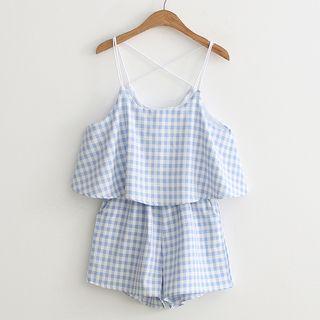 Gingham Spaghetti Strap Playsuit
