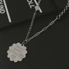 Lettering Pendant Stainless Steel Necklace Silver - One Size