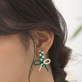 Bow Checker Alloy Dangle Earring