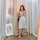 Square-neck Stripe A-line Dress