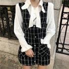 Sleeveless Tweed Minidress / Plain Shirt