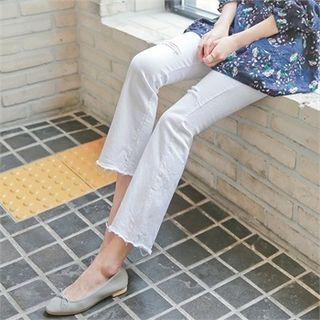 Slit-trim Boot-cut Pants