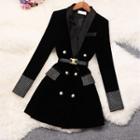 Rhinestone Detail Double Breasted Velvet Dress