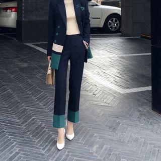 Set: Colored Panel Double Breasted Blazer + Dress Pants
