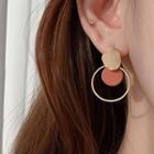 Disc Sterling Silver Ear Stud 1 Pair - Gold & Brown - One Size