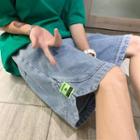 Washed Slit-side Denim Shorts