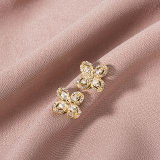 Flower Rhinestone Alloy Earring 1 Pair - Era115-12 - Gold - One Size