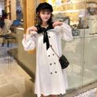 Long-sleeve Double-breasted Frilled Collar Dress