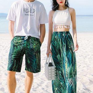 Couple Matching Patterned Tankini Top / Cover-up / Swim Shorts / Set