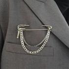 Alloy Layered Chained Brooch White - One Size