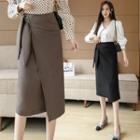 High-waist Strap Midi Skirt
