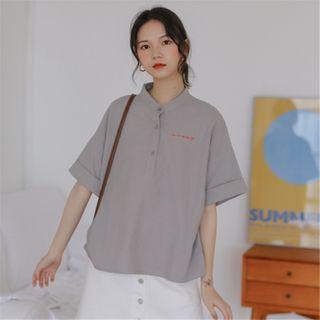 Embroider Letter Short-sleeved Shirt