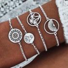 Set Of 4: Alloy Bracelet (assorted Designs) 01 - 4459 - Silver - One Size