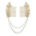 Alloy Leaf Chained Hair Comb Gold - One Size