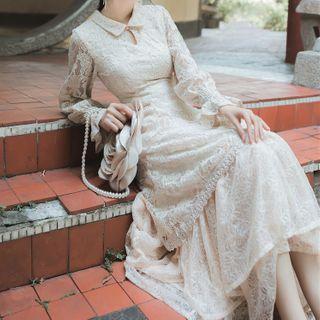 Lace Long-sleeve Maxi Mermaid Dress