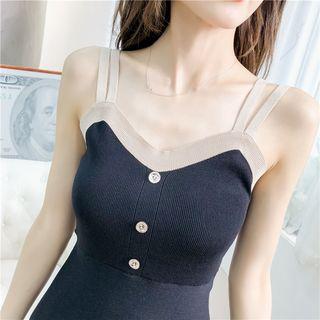 Spaghetti-strap A-line Mini Knit Dress