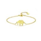 925 Sterling Silver Plated Gold Simple Fashion Elephant Bracelet Golden - One Size