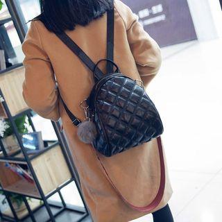Faux Leather Quilted Backpack Black - One Size