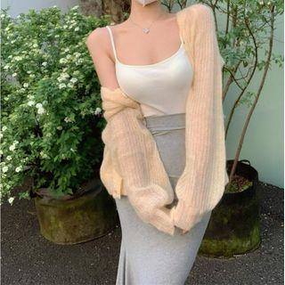 Camisole Top / Midi Pencil Skirt / Ribbed Cardigan