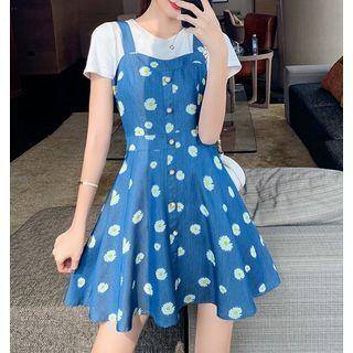 Floral Printed Spaghetti-strap Dress