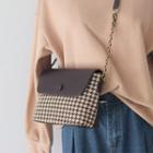 Faux Leather Houndstoooth Crossbody Bag