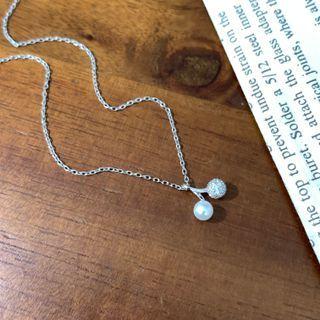 Cherry Faux Pearl Pendant Sterling Silver Necklace S925 Silver - Silver - One Size