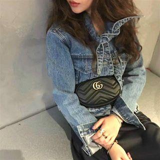 Tie-neck Washed Denim Jacket