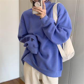 Mock-neck Embroider Letter Sweatshirt