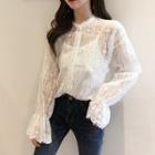 Long-sleeve Lace Ruffled Top With Camisole