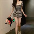 Short-sleeve Striped T-shirt / Mini Sheath Dress