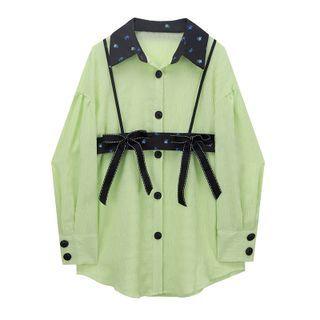 Set: Contrast Trim Shirt + Bow Harness Belt