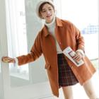 Collared Button Coat Khaki - One Size