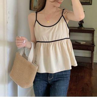 Contrast Trim Camisole Top Almond - One Size