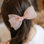 Flower-detail Bow Hair Pin Pink - One Size