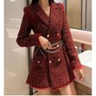 Double-breasted A-line Tweed Coat Dress