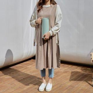 Slit-side Tie-waist Dress