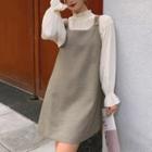 Plain Blouse / Plaid Overall Dress