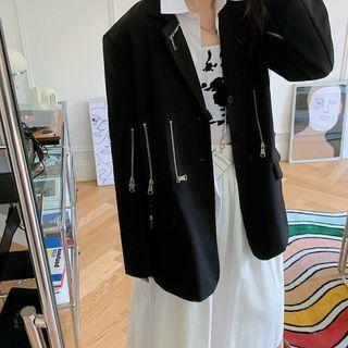 Zip Single-breasted Blazer
