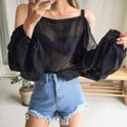 Cutaway-shoulder Sheer Top