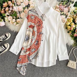 Printed Asymmetric Long-sleeve Shirt