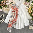 Printed Asymmetric Long-sleeve Shirt