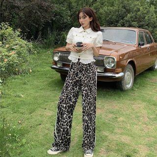 Lace Jacket / Print Leopard Pants