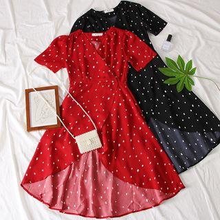 Dip-back Dotted A-line Dress
