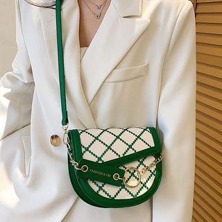 Argyle Embroidered Flap Crossbody Bag
