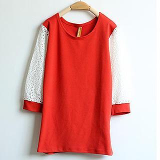 Long Sleeves Lace Panel Top
