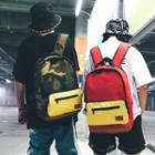 Couple Matching Colored Panel Canvas Backpack