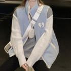 Long-sleeve Panel Knit Sweater / Heart Embroidered Vest