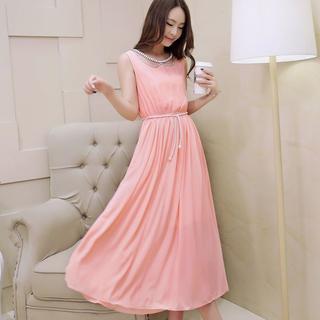 Sleeveless Beaded Chiffon Dress
