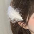 Set Of 2: Feather Hair Clip 1 Pair - White - One Size